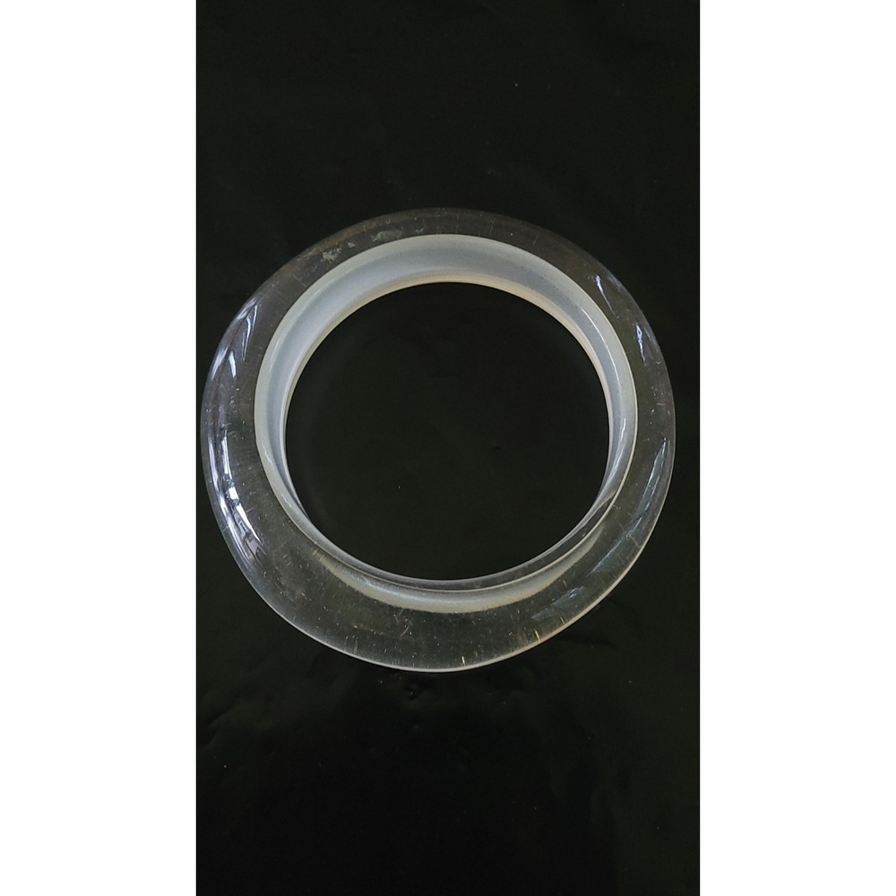 Chunky Clear Lucite Style Moonglow Bangle Bracelet White Core 2.5" 62g